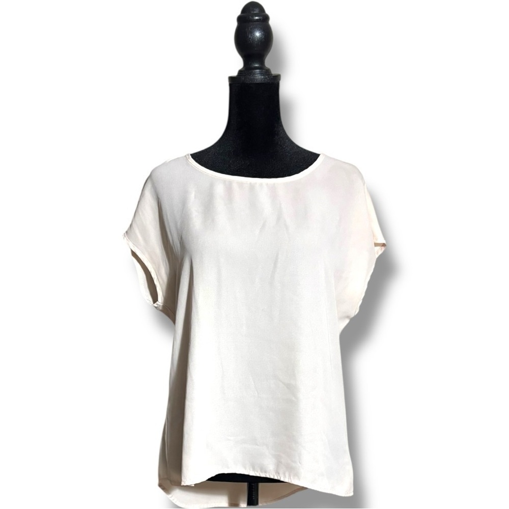 Ali & Kris Cream Pale Pink Cap Sleeve Shear Lightweight Blouse - Picture 2 of 15